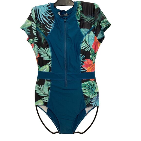 Grace Karin Other - Grace Karin Womens Tropical Floral Short Sleeve Zip Swimsuit, NWT, Small